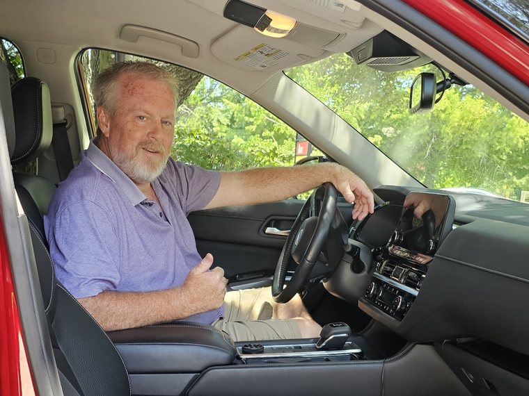 A driver in the front seat